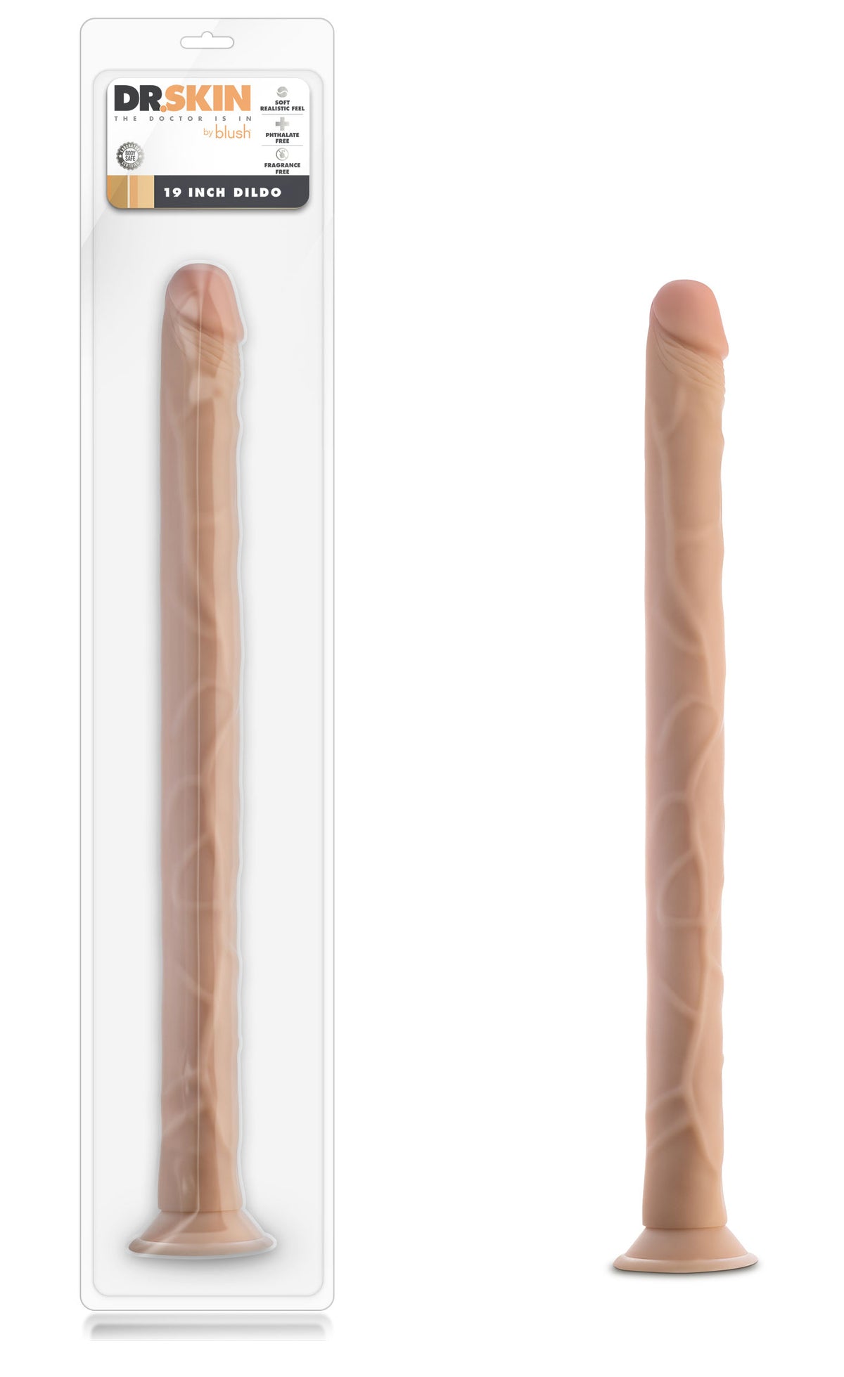 Dr Skin 19 Inch Realistic Beige Dildo with Suction Base > Dildos > Oversized Toys