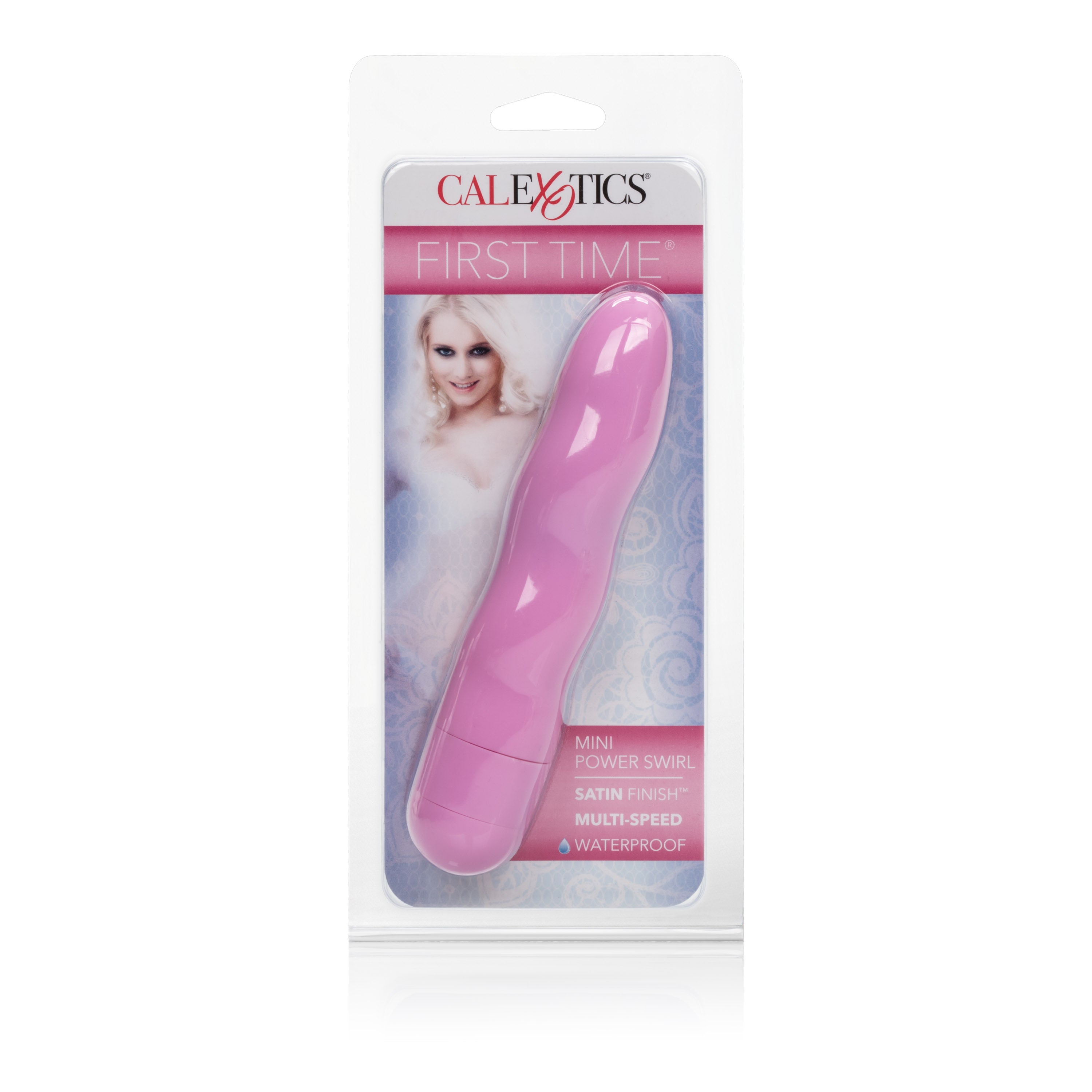 First Time Mini Power Swirl Pink Satin Finish Waterproof Intimate Stimulator 4.5 Inch Pink BULLETS