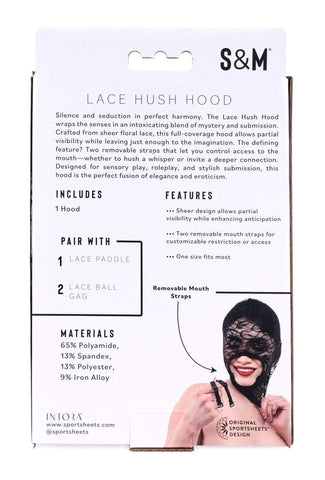 Lace Hush Hood Sheer Erotic Mask for Adult Intimate Play Black Party Supplies