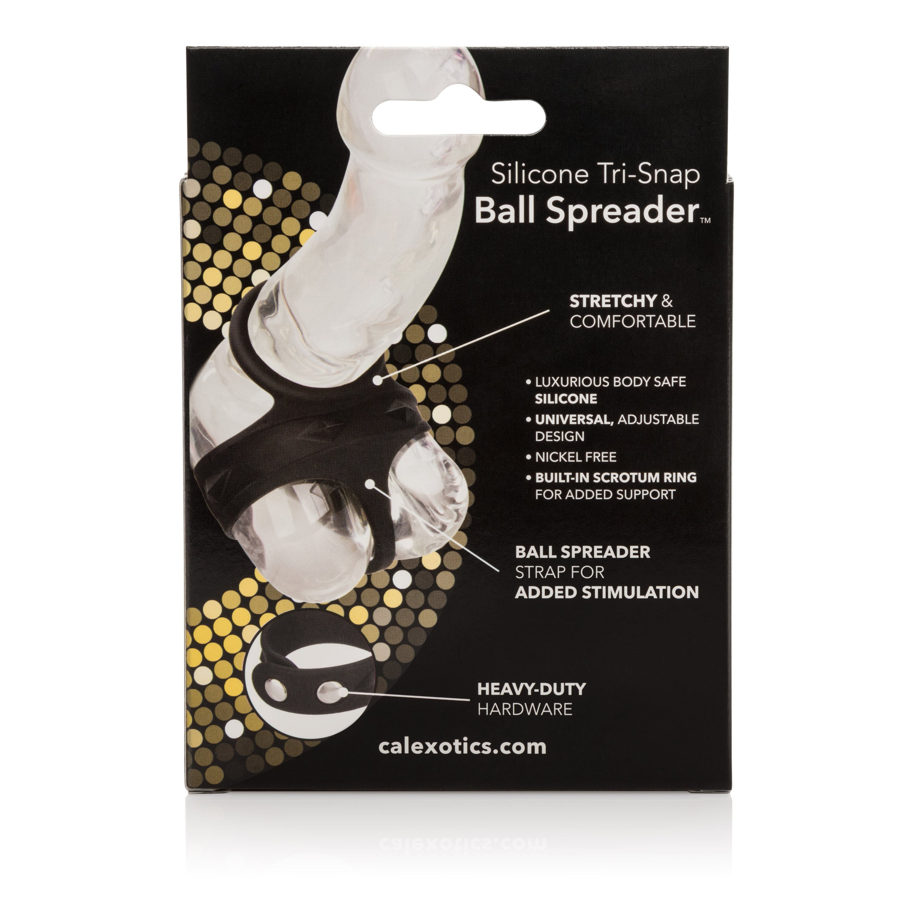 CalExotics Adjustable Silicone Tri-Snap Ball Spreader – Soft Stretchable Silicone Accessory > Sex Toys For Men > Ball Stretchers