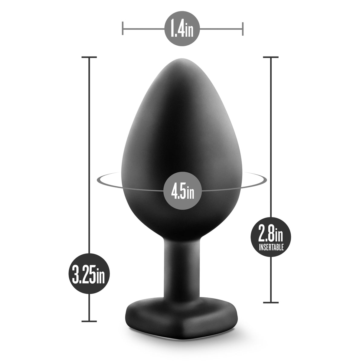 Temptasia Medium 3.25 Inch Black Bling Butt Plug Satin Smooth Anal Toy > Anal Range > Butt Plugs