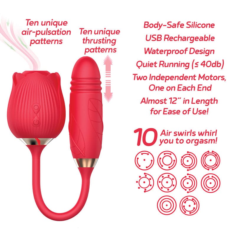 Icon Brands AIR PULSATION Red Wild Rose Suction Thruster -  Air Pulse & Thrusting Stimulator 847841017022