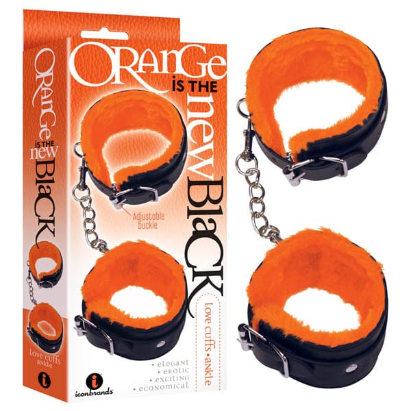 Icon Brands BONDAGE-TOYS Orange  Orange Is The New Black - Love Cuffs - Ankle - Black Fluffy Ankle Restraints 847841023214
