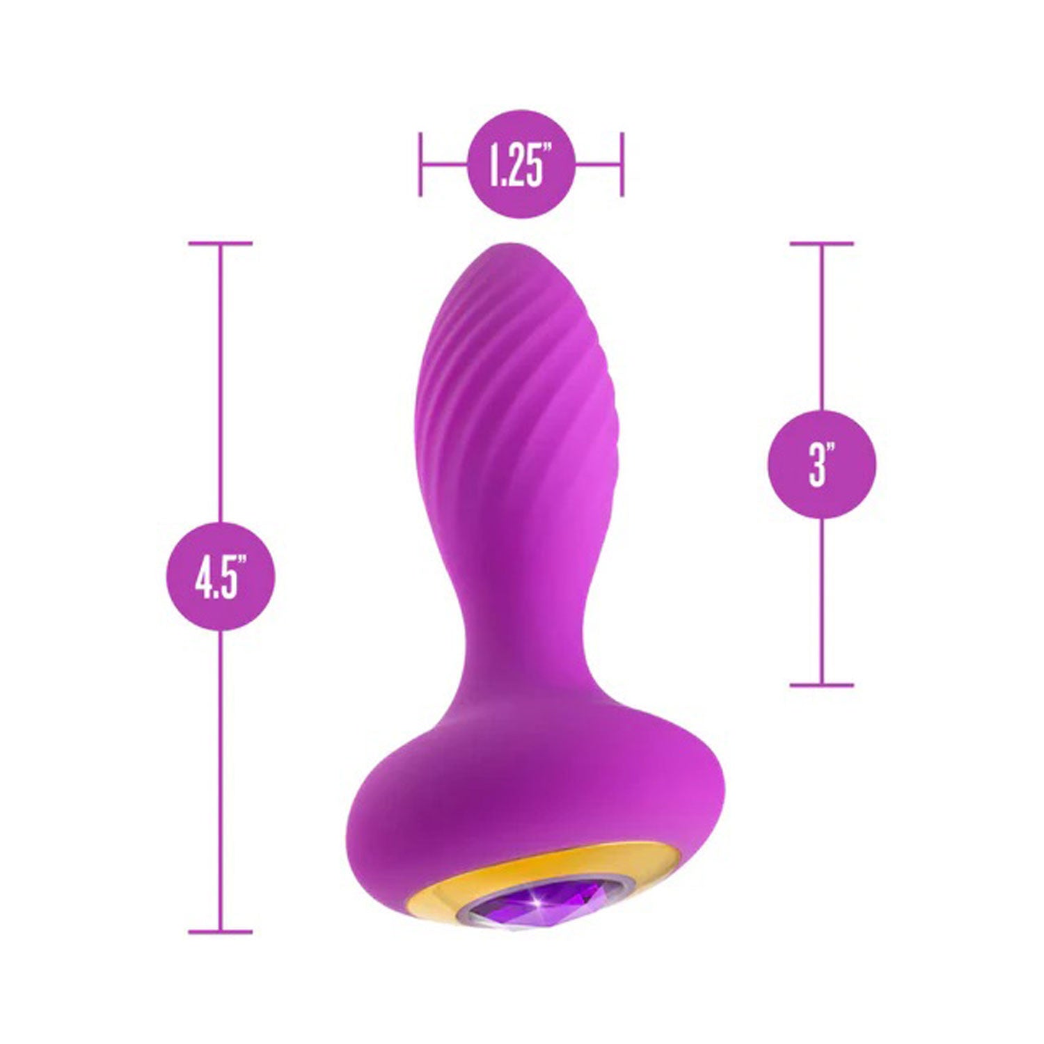 Oh My Gem Amethyst Anal Plug with 7 Vibration Settings Purple Butt Plugs - Vibrating