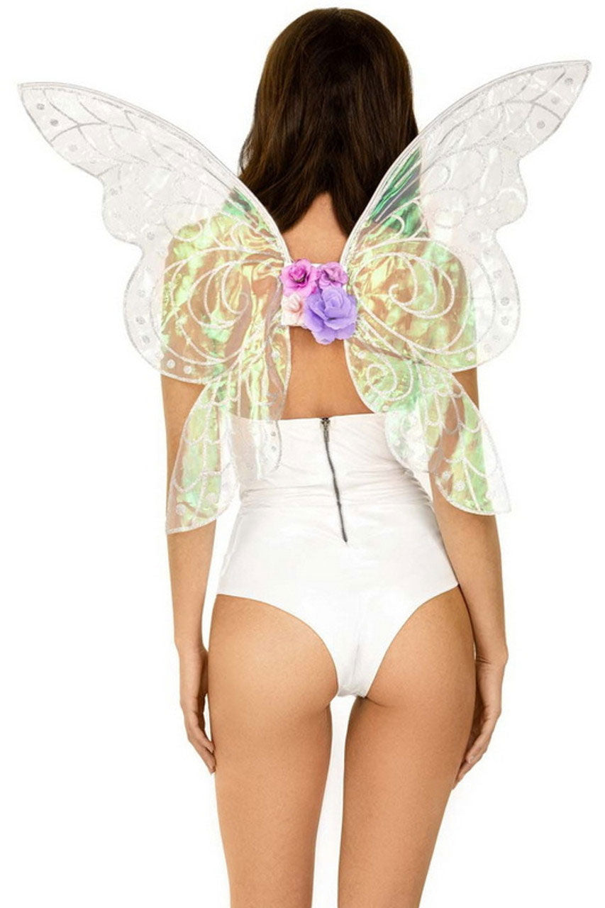 Iridescent Glitter Fairy Wings Costume One Size Multicolor Costumes