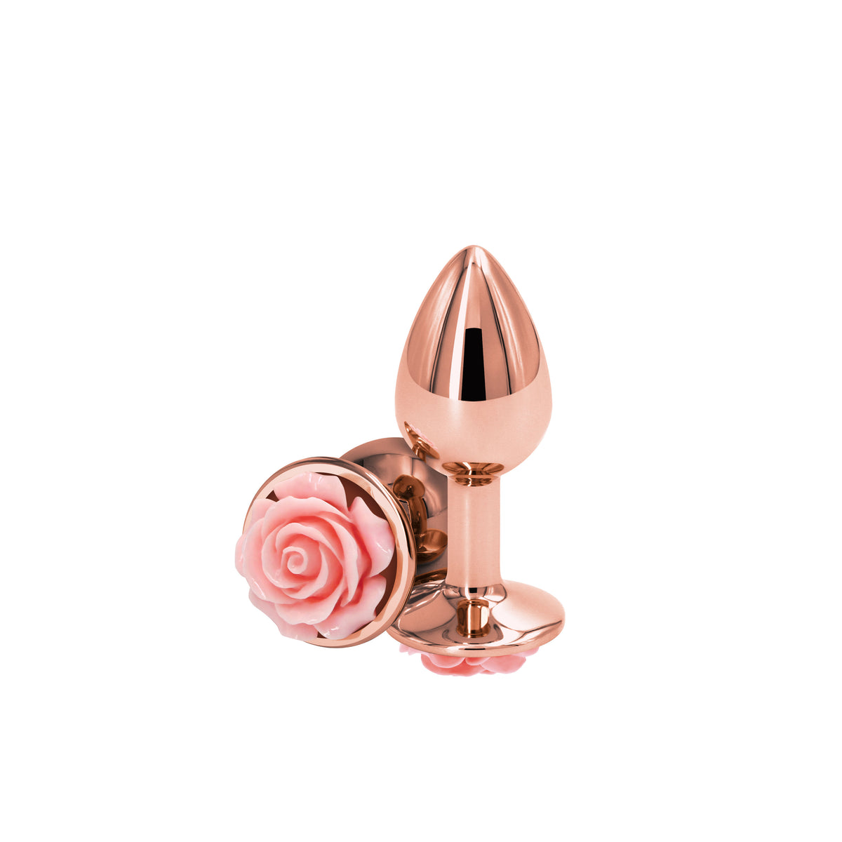 Rear Assets Rose Small Metal Butt Plug with Pink Rose Base 7.6 cm > Anal Range > Jewel Butt Plugs