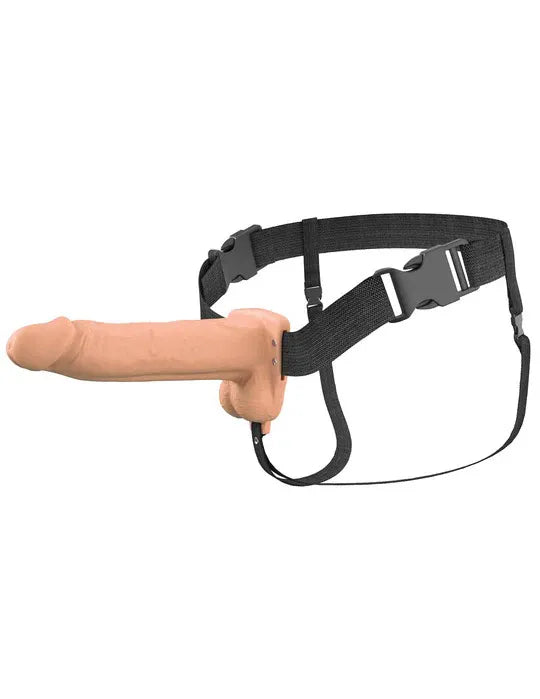 Fantasy X-Tensions Elite (Beige/Brown) – Vibrating Hollow Silicone Strap-On 8 Inch > Dildos > Strap On Harnesses