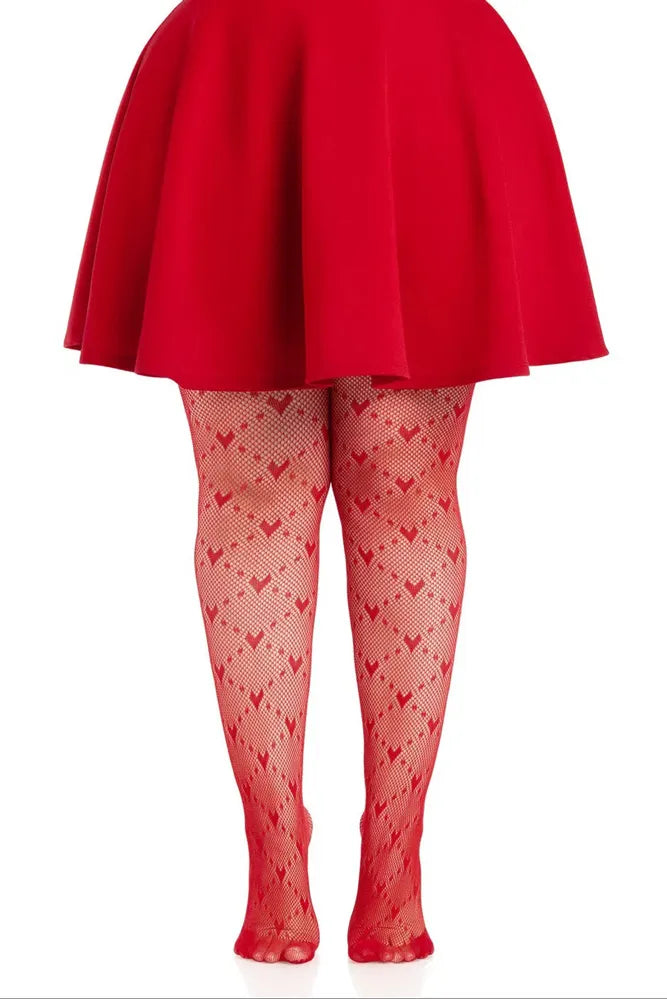 Plus Valentina Heart Net Tights – Plus Size Hosiery > Clothes > Hosiery