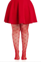 Plus Valentina Heart Net Tights – Plus Size Hosiery > Clothes > Hosiery > Pantyhose & Tights