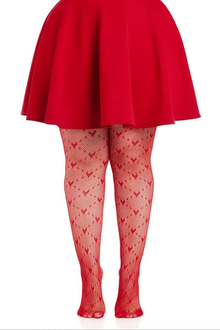 Plus Valentina Heart Net Tights – Plus Size Hosiery > Clothes > Hosiery