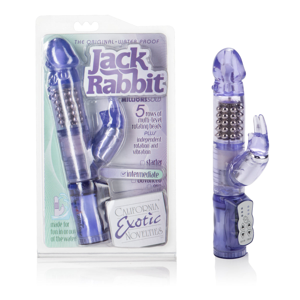 Waterproof Jack Rabbit 5 Rows - Pink Purple VIBRATORS-RABBIT