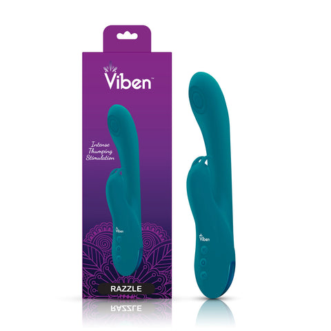 Viben Razzle Rechargeable Thumping Rabbit Ocean VIBRATORS-RABBIT