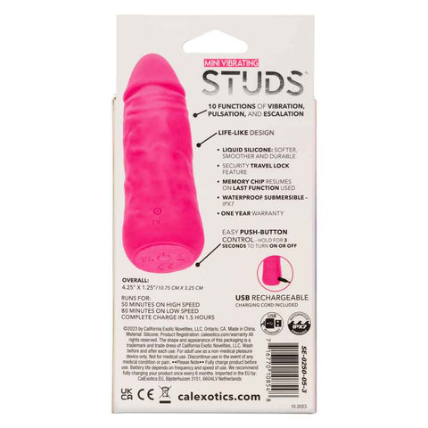 Mini Vibrating Studs Pink Liquid Silicone Vibe 4.25 Inches 10.75 Centimeters BULLETS