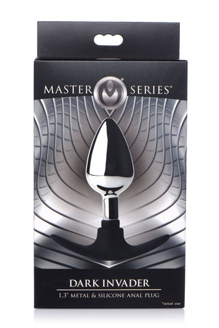 Dark Invader Metal and Silicone Medium Weighted Butt Plug Silver > Anal Range > Butt Plugs