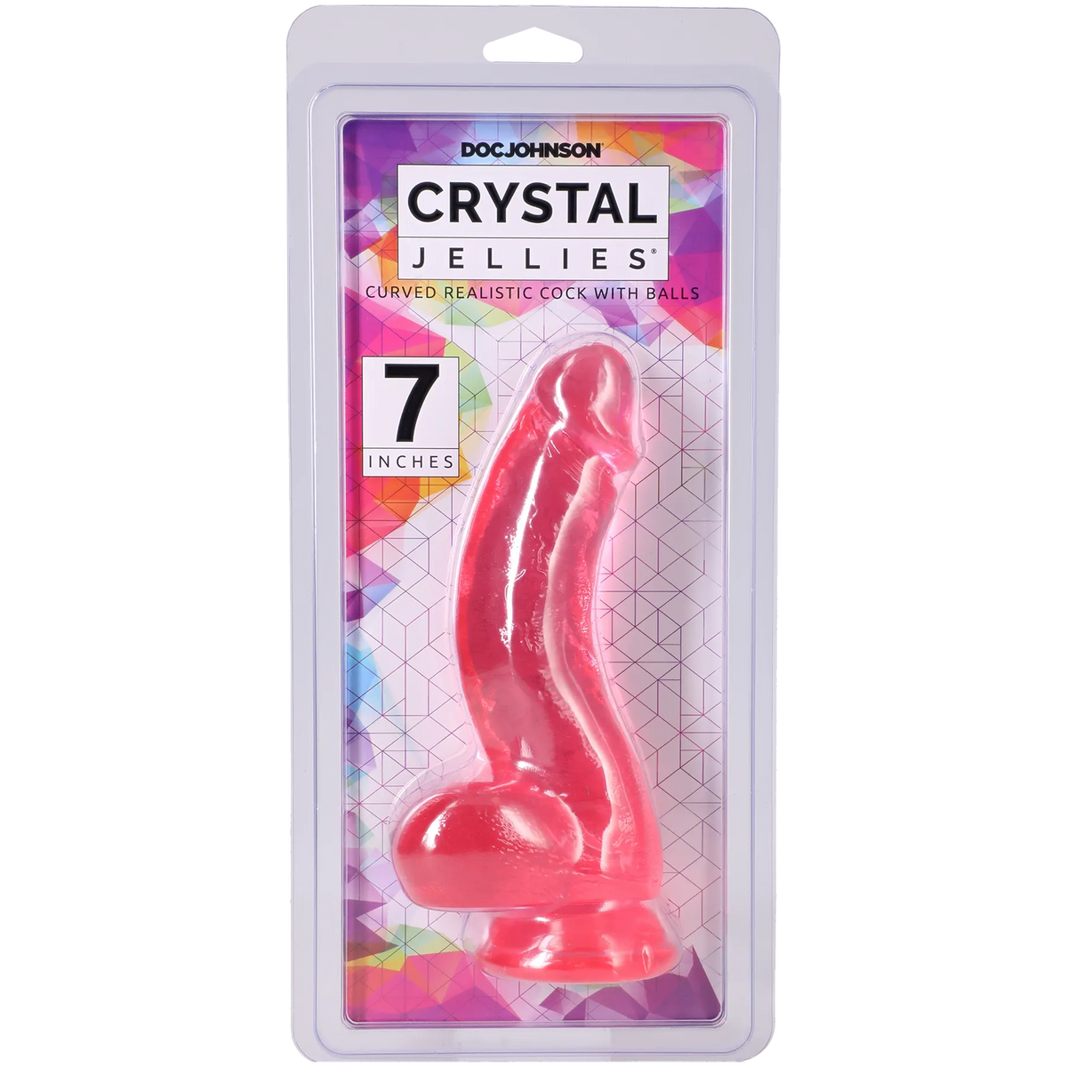 Crystal Jellies Curved Realistic Cock 7 Inch Phthalate-Free Dildo Pink > Dildos > Realistic Dildos