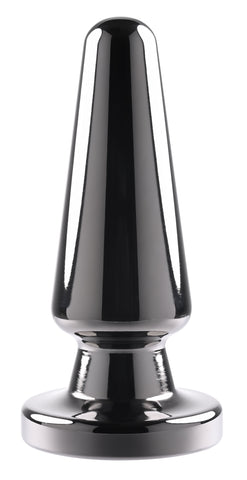 Advanced Black Chrome Metal Anal Plug with Suction Base Butt Plugs