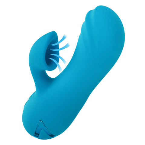 California Dreaming Sunset Beach Seducer Blue Silicone Dual Stimulator with 3 Vibration Speeds and 10 Suction Functions VIBRATORS-RABBIT