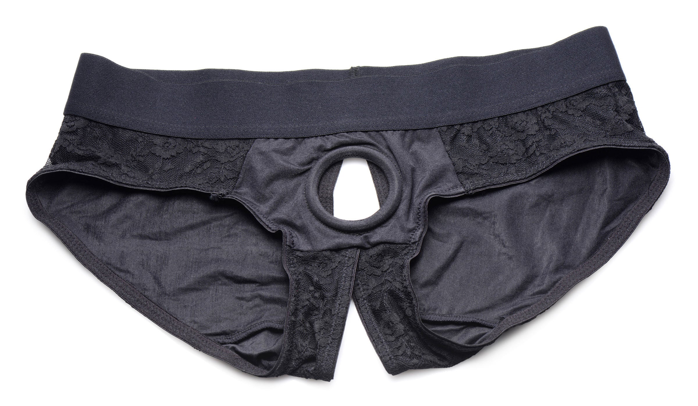 Lace Envy Black Crotchless Panty Harness Lingerie for Adults Harnesses & Strap-Ons