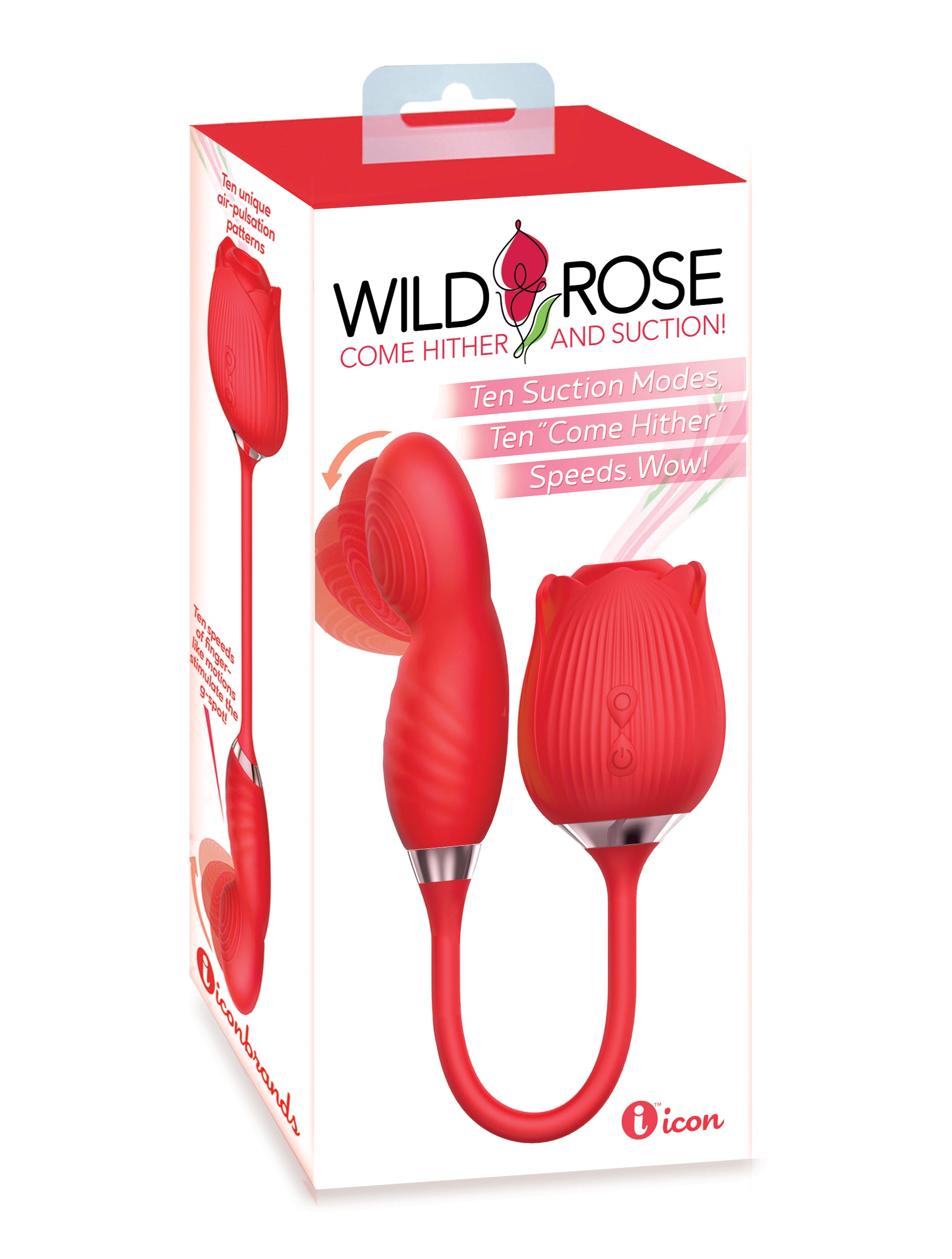Wild Rose Come Hither & Suction Vibrator Red Rose Stimulators