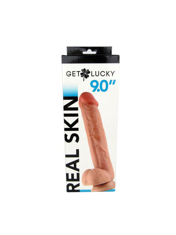 Get Lucky 9 Inch Real Skin Bendable Dildo with Soft Outer Layer > Dildos > Large Dildos
