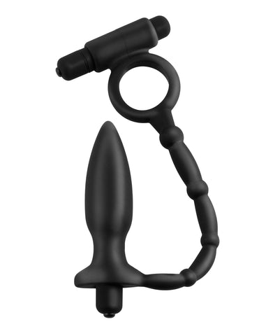 Anal Fantasy Ass Kicker Plug With Performance Cockring Black ANAL TOYS