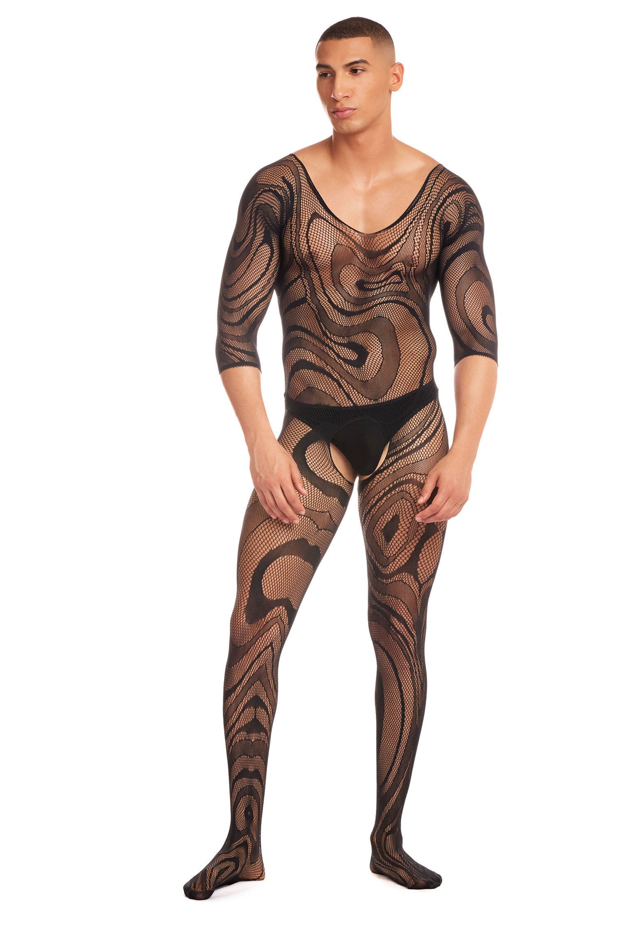 Pink Lipstick Supernova 2pc Bodysuit Set Small Medium Black Black Bodystocking