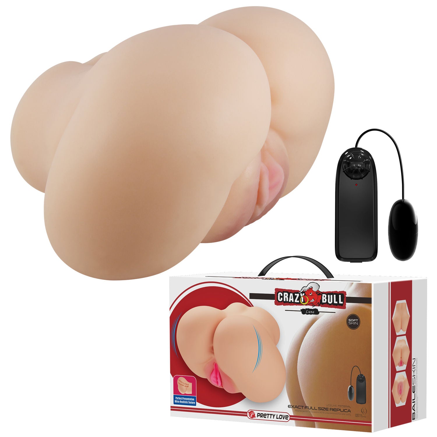 Luna Realistic Dual-Entry Vibrating Masturbator for Adults Assturbators