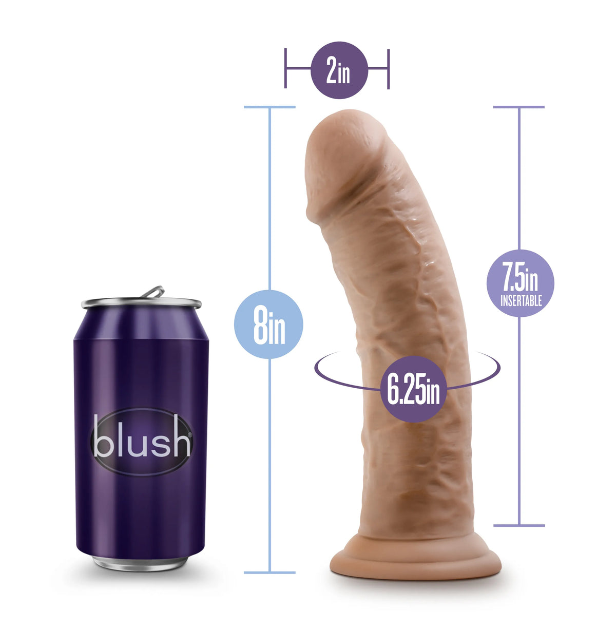 Blush Au Naturel 8 Inch Dildo – Dual Density Suction Cup Dildo > Dildos > Realistic Dildos