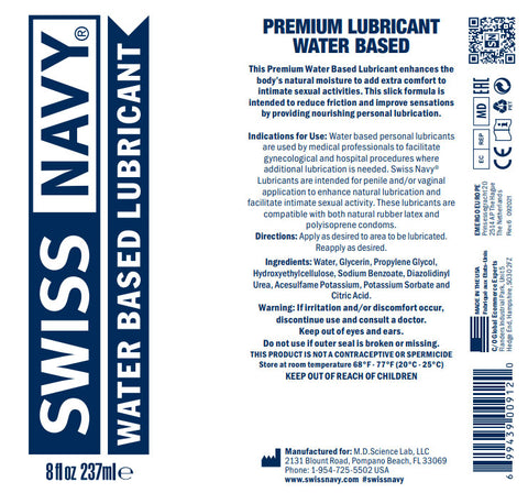 Swiss Navy Water Based Lubricant 4 Ounce 118 ml > Lube > Water Based