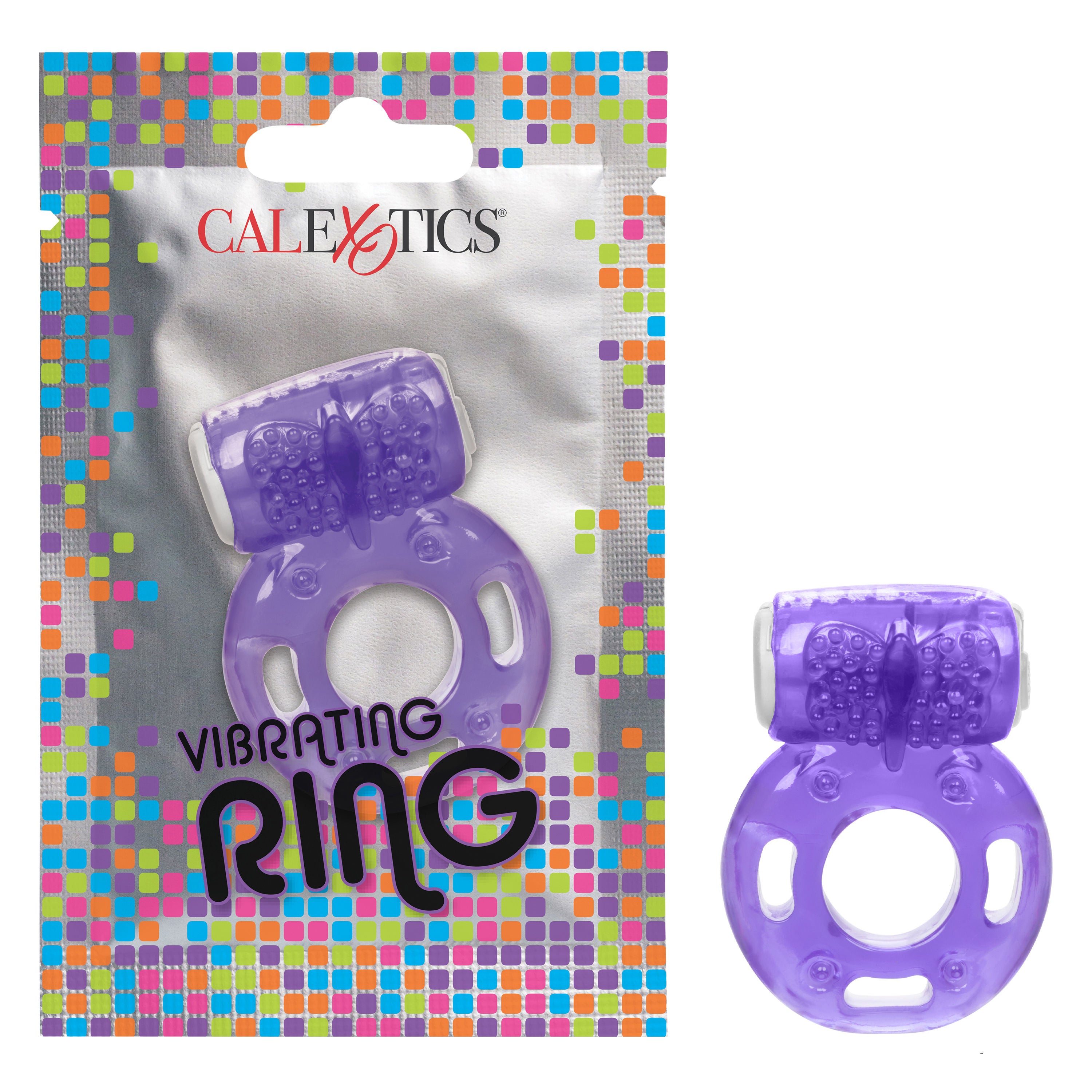 Foil Pack Vibrating Ring Purple Stretchy Adult Intimacy Toy Cock Rings Vibrating