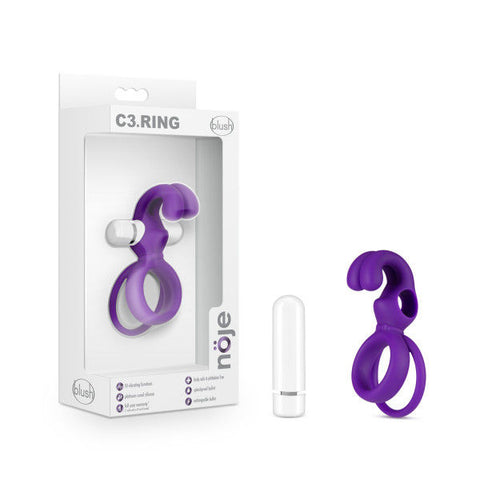 Noje Iris Vibrating Silicone Ring with Textured Stimulation Purple Cock Rings Vibrating