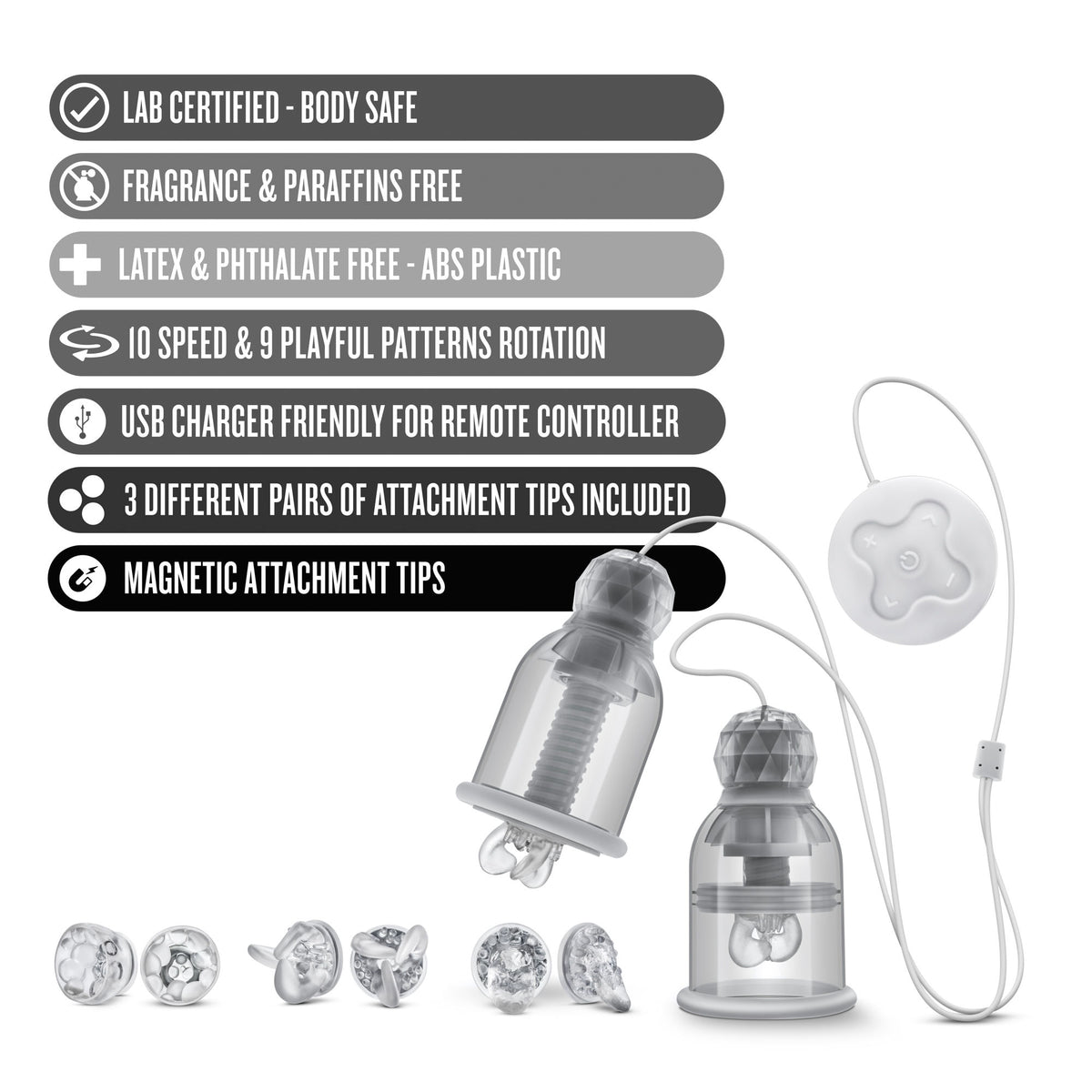 Temptasia Titillator Nipple Sucker with Variable Speed Control Clear Nipple Suckers