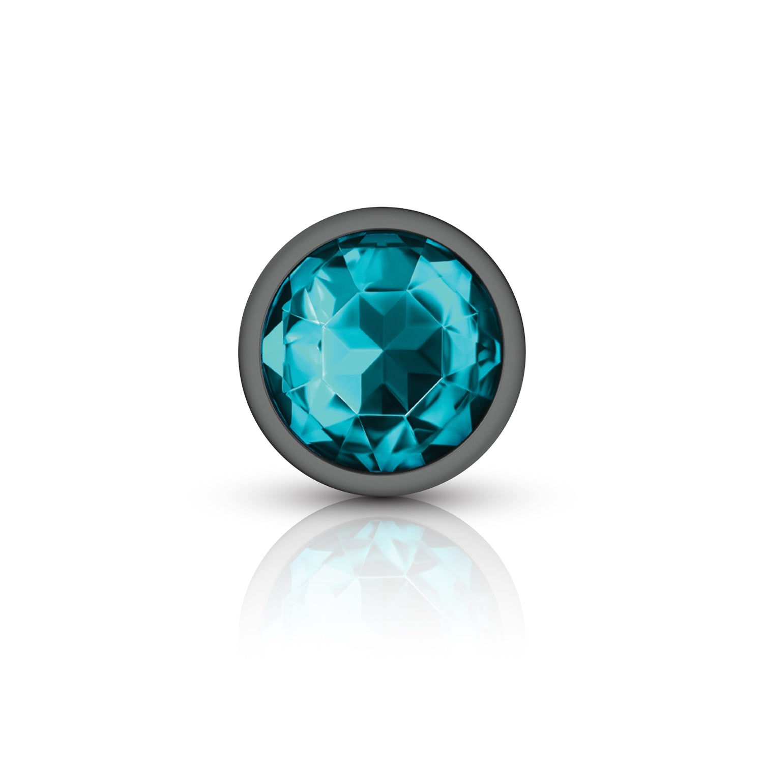 Cheeky Charms Round Metal Butt Plug Gunmetal Three Piece Kit with Teal Jewel > Anal Range > Butt Plug Kits