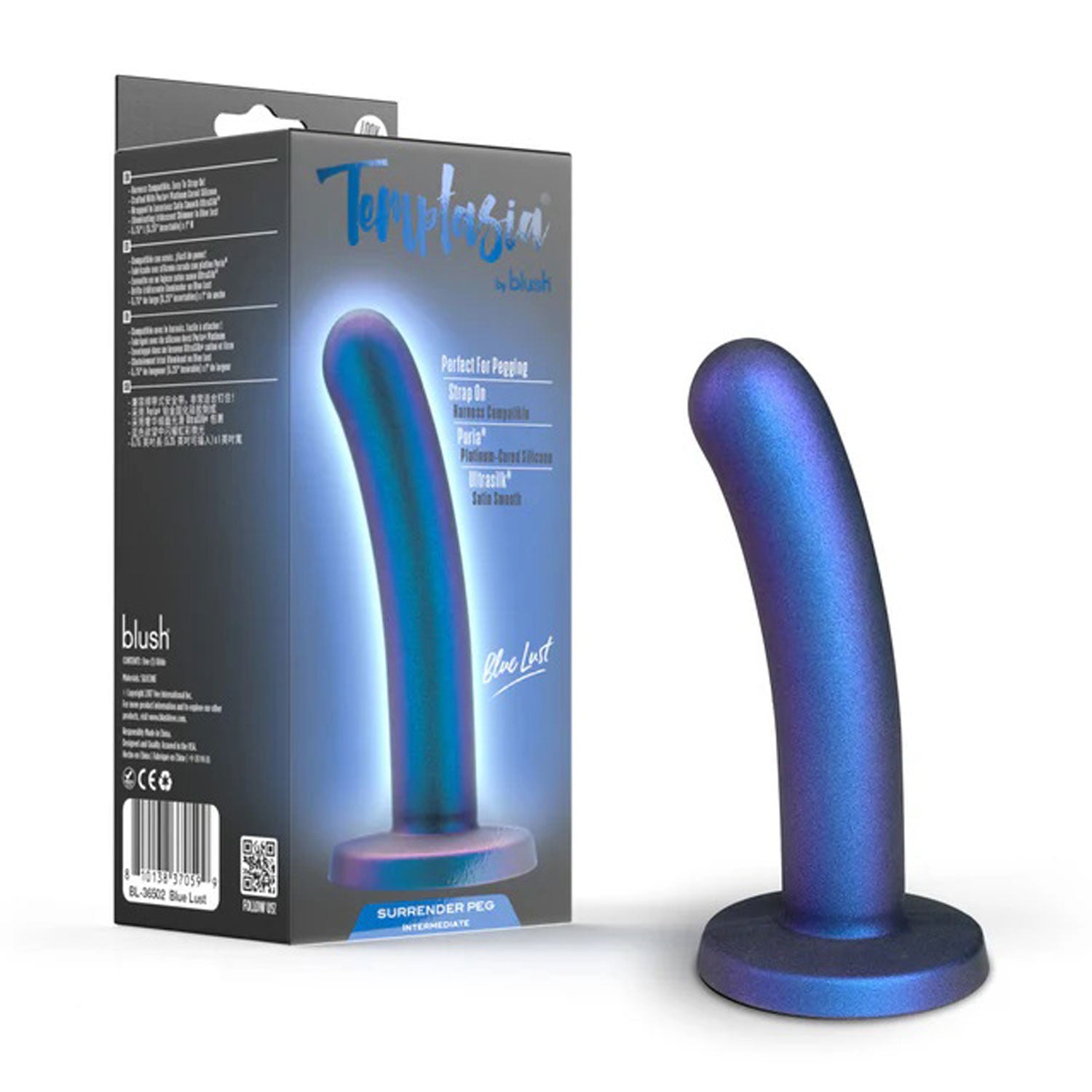 Temptasia Surrender Intermediate Blue Lust Strap-On Dildo > Dildos > Neutral Dildos
