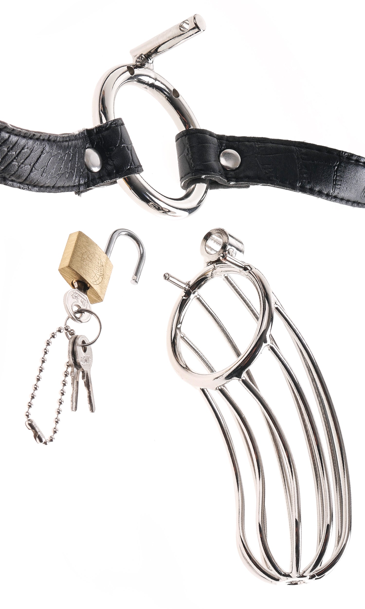 Fetish Fantasy Extreme Prisoner Steel Cock Cage Chastity Device Vibrators