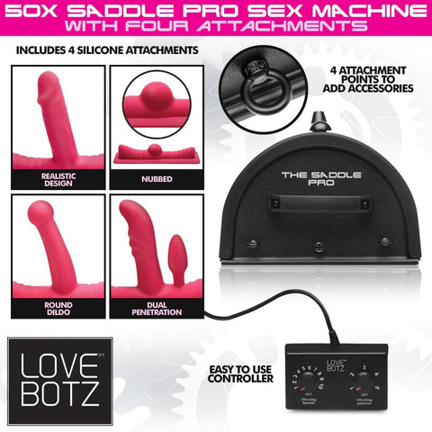Saddle Pro Deluxe Rideable Sex Machine 4 Attachments for Ultimate Pleasure Black Sex Machines