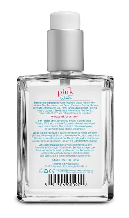 Pink Water Purified Water-Based Aloe Vera Lubricant 4 Oz 120ml > Lube > Water Based