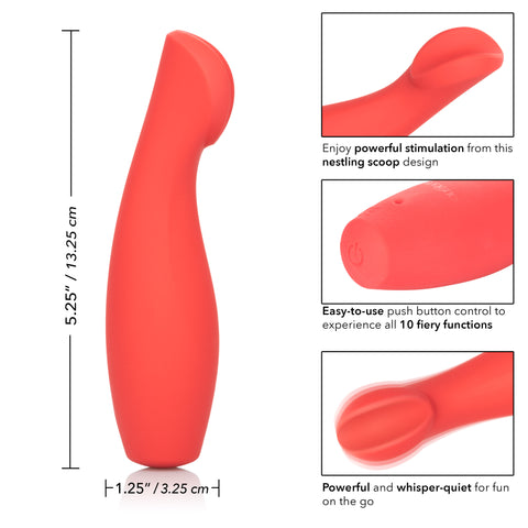 Red Hot Ignite Red Silicone Compact Clitoral Vibrator with 10 Intense Functions and USB Rechargeable Waterproof Design STIMULATORS