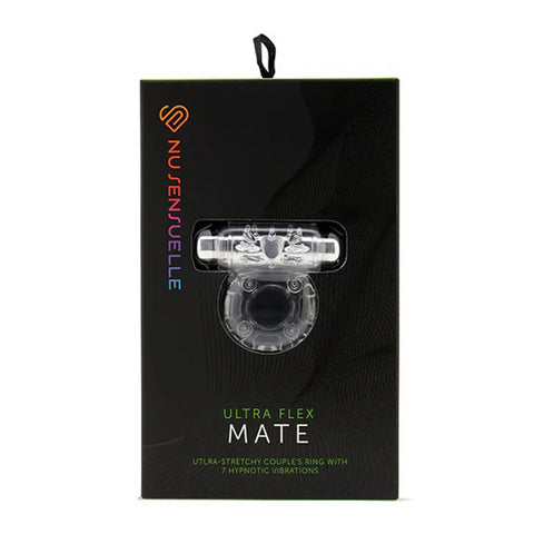 Nu Sensuelle Ultra Flex Mate (Black / Clear) – Couples Ring with Vibration > Cock Ring > Vibrating