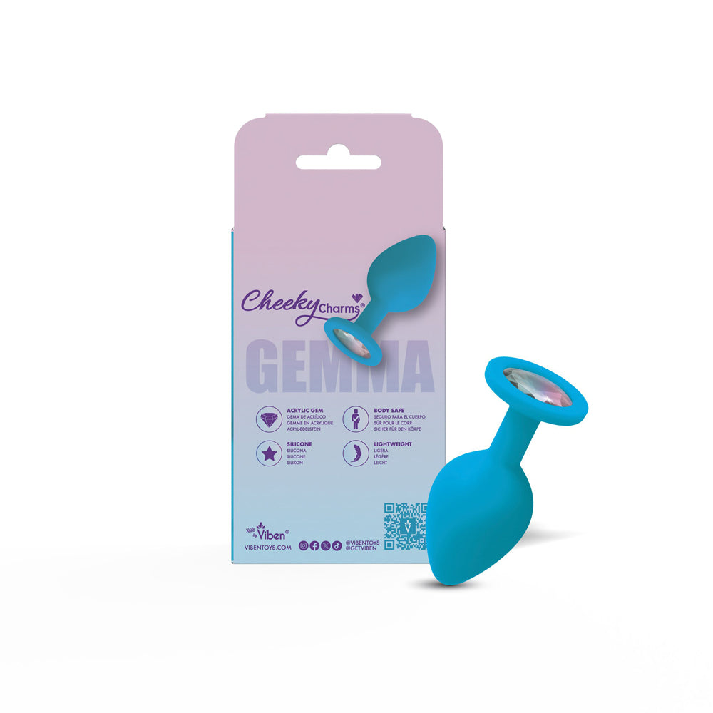 Gemma 3.16 Inch Clear Iridescent Teal Silicone Plug – Medium Anal Plug > Anal Range > Jewel Butt Plugs