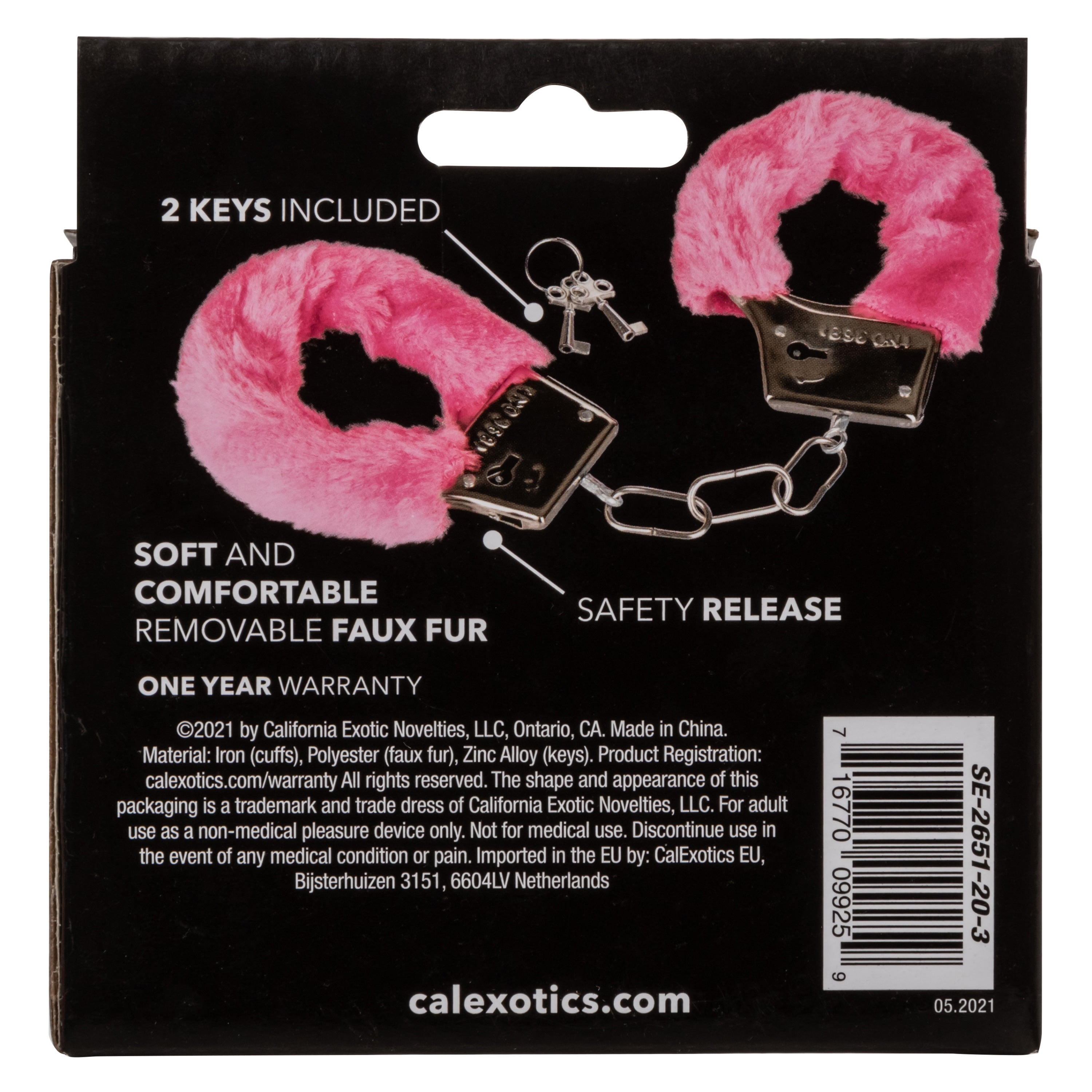Playful Furry Cuffs Pink Plush Faux Fur Covered Adjustable Handcuffs with Lock and Keys > Bondage Gear > Handcuffs