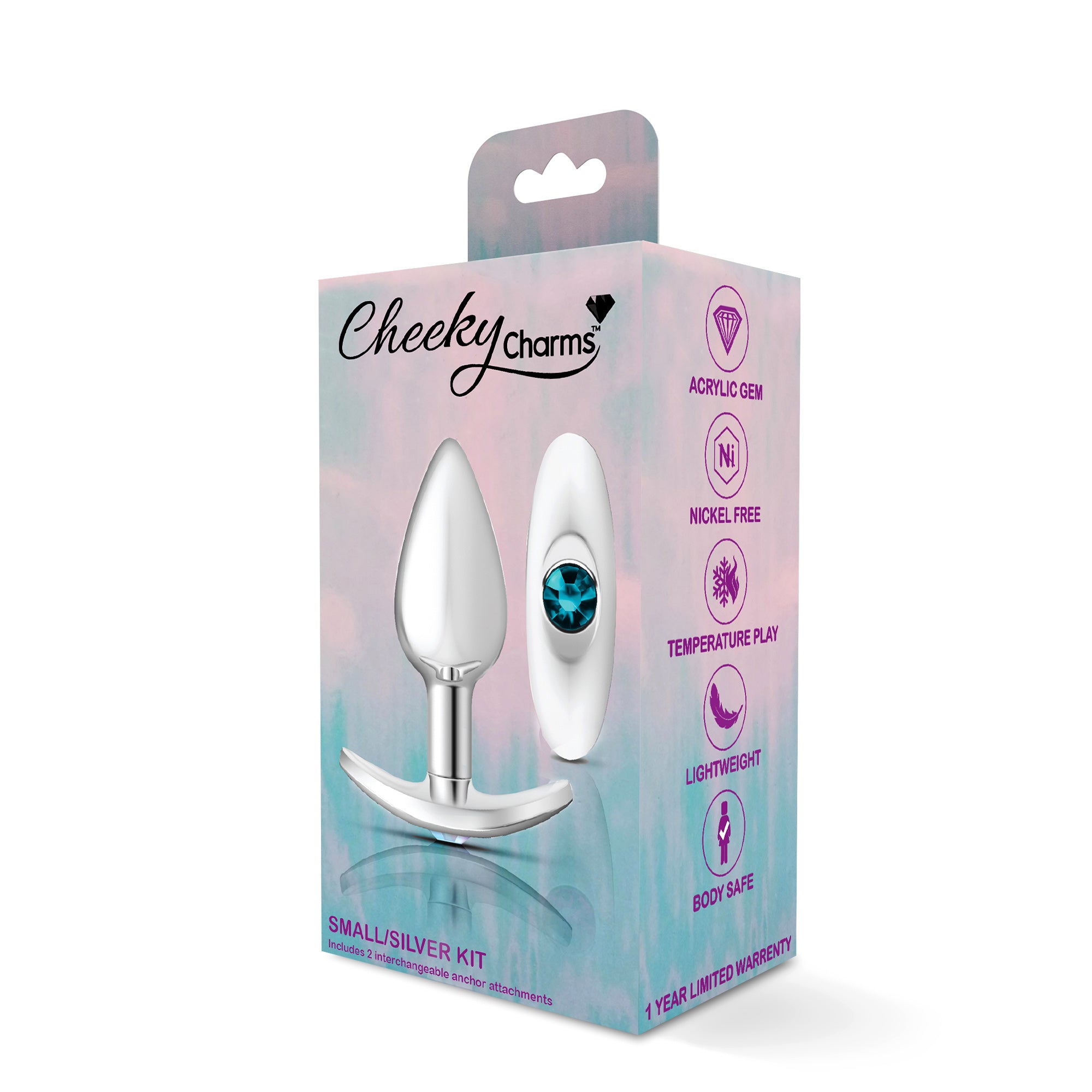 Cheeky Charms Silver Anchor Butt Plug with Clear and Teal Jewel Kit > Anal Range > Butt Plug Kits