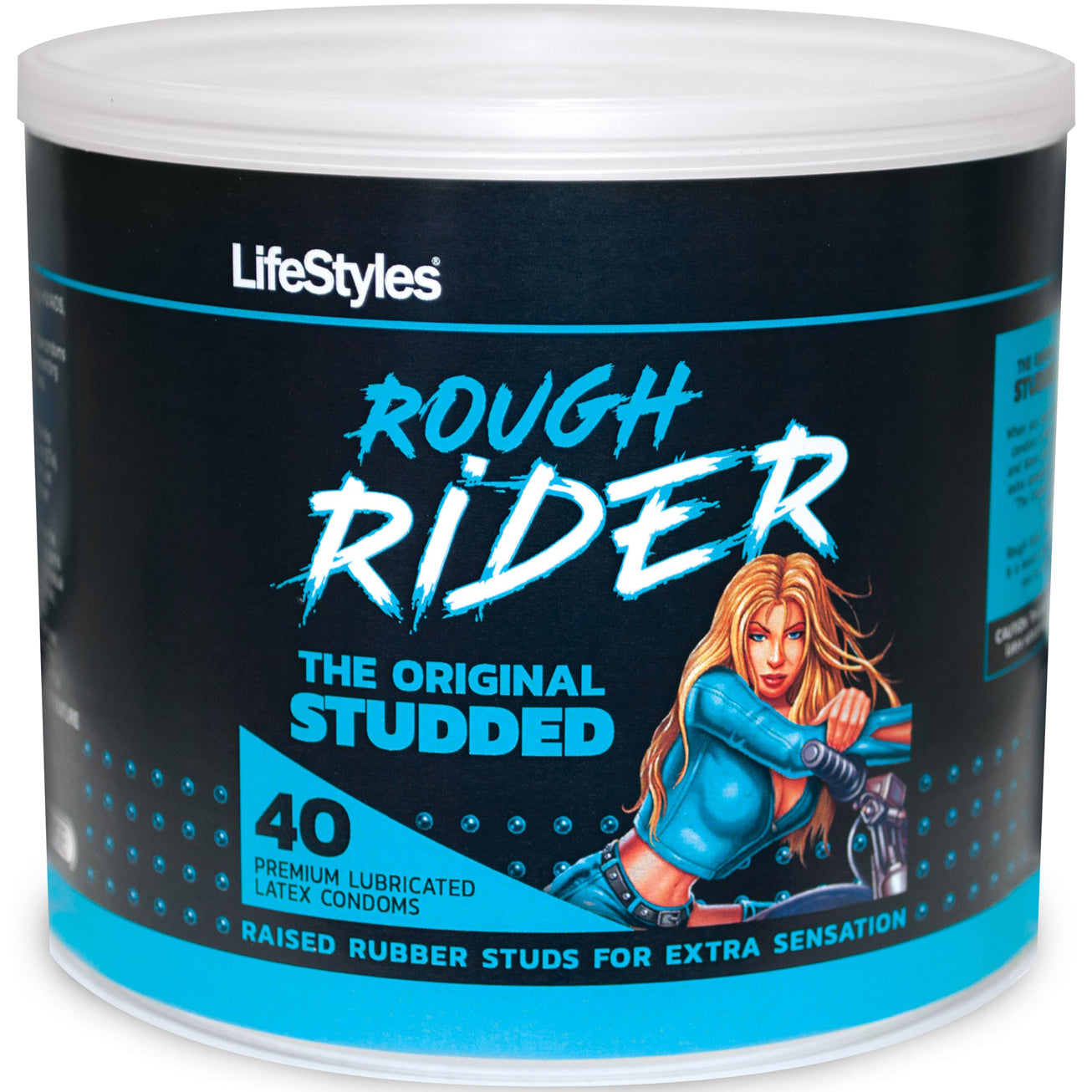 Lifestyles Rough Rider Studded Condoms - 40 Count Jar > Essentials > Condoms