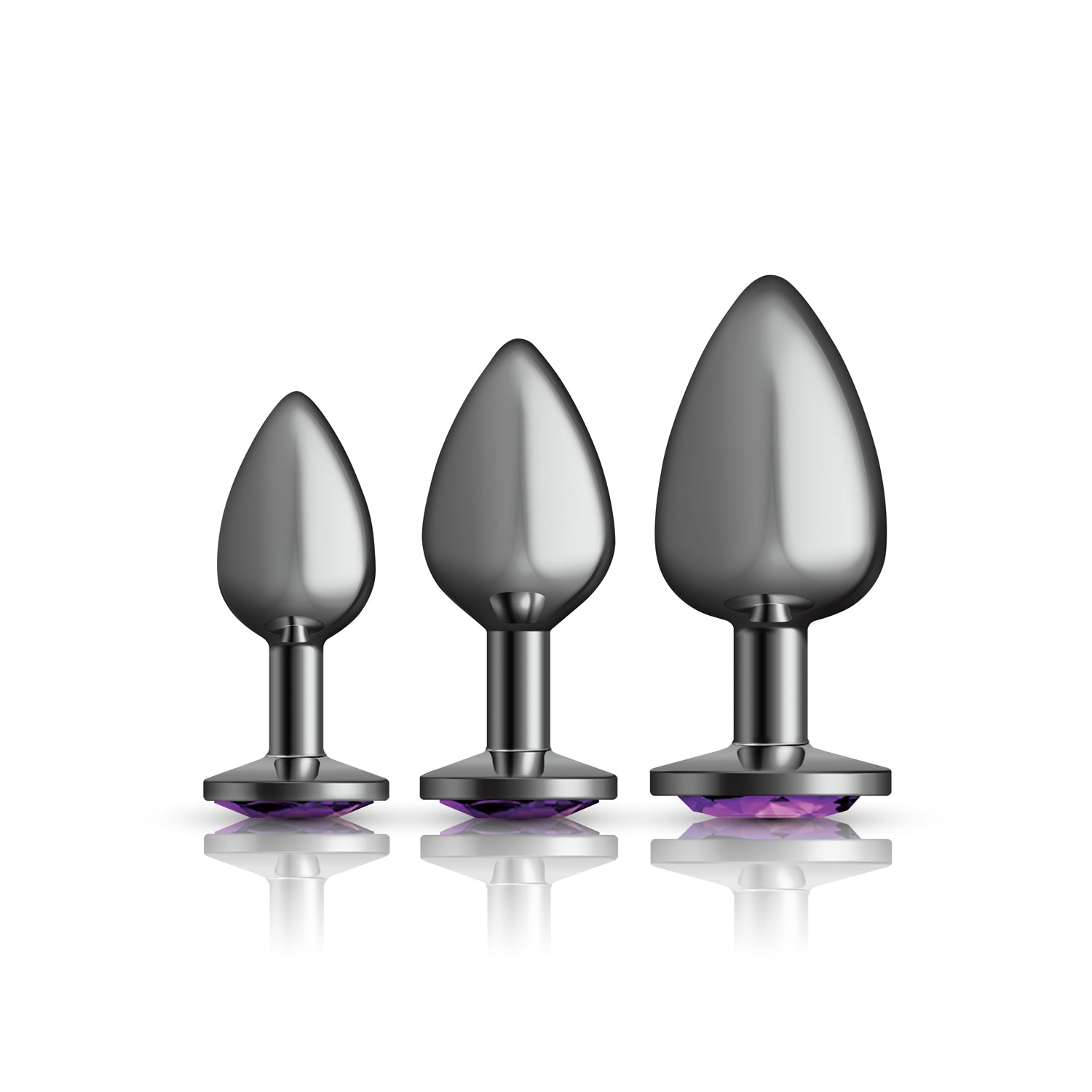 Purple Round Gem Anal Trainer Kit with Small Medium Large Plugs > Anal Range > Butt Plug Kits