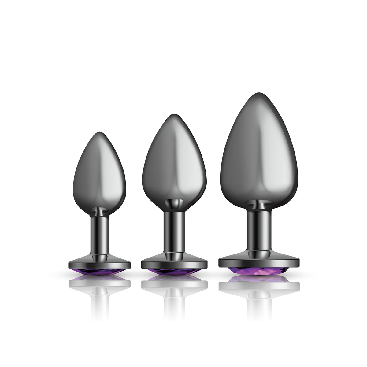 Purple Round Gem Anal Trainer Kit with Small Medium Large Plugs > Anal Range > Butt Plug Kits