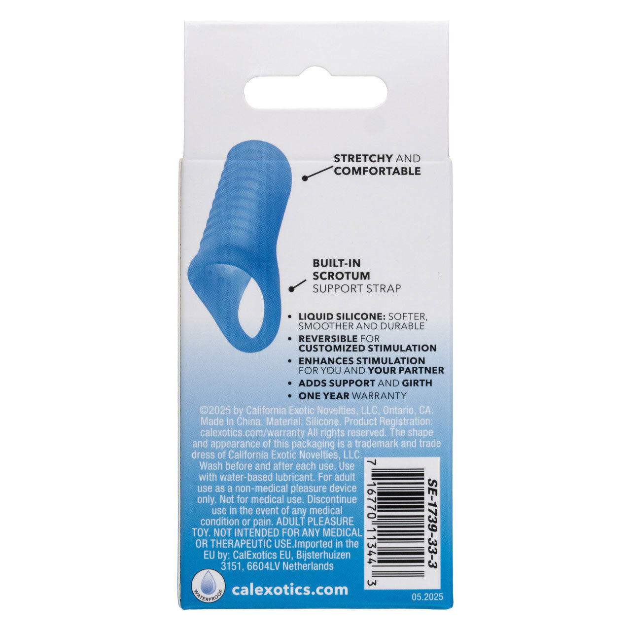 Basic Essentials Liquid Silicone Penis Sleeve Enhancer Blue Blue Penis Extension & Sleeves