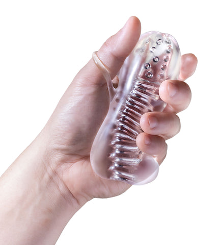 Rize Squeezy (Clear) – Textured Male Masturbator Sleeve Strokers - Manual