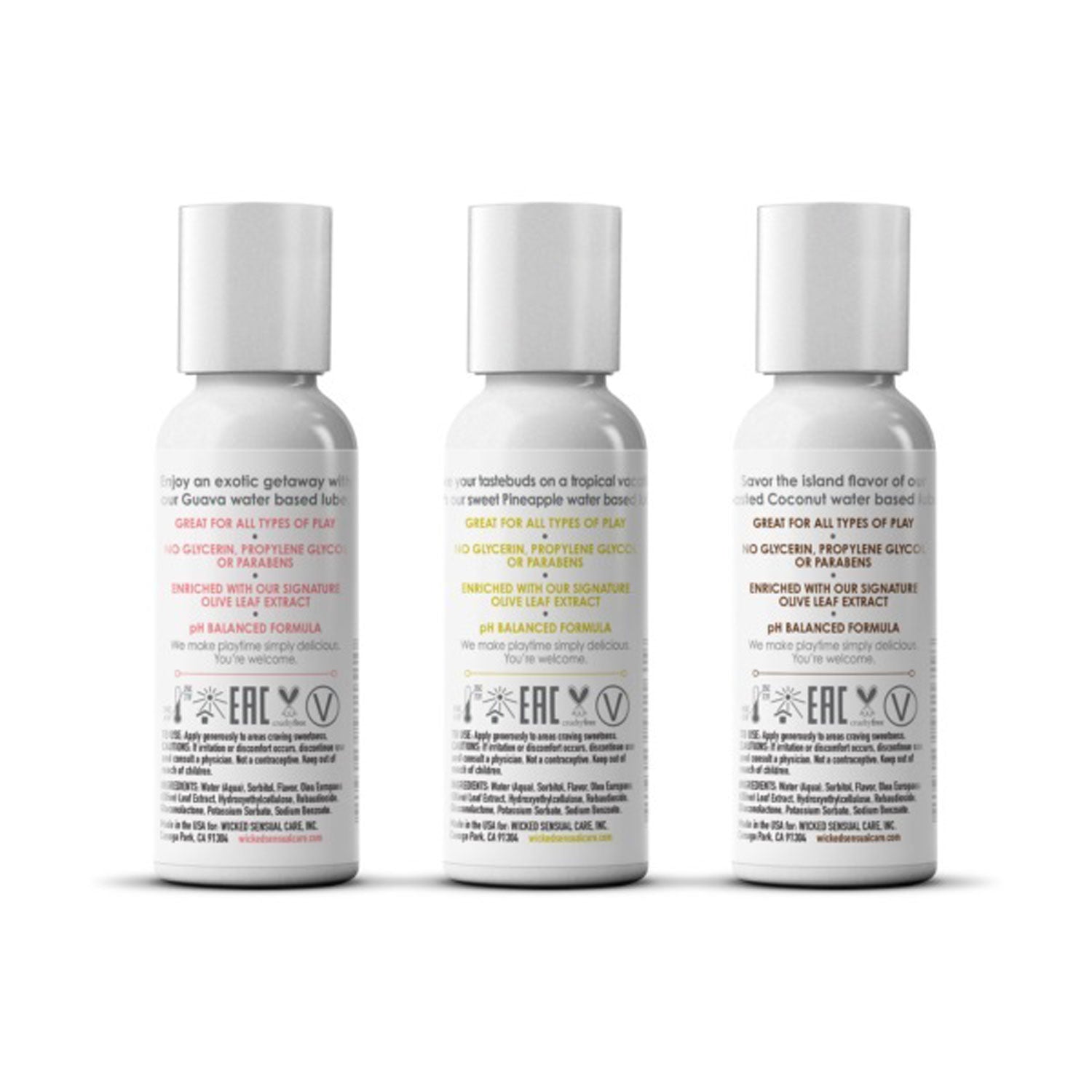 Wicked Simply Tropical Trio 3 x 30 ml Flavoured Water Based Lubricants Flavoured Lube
