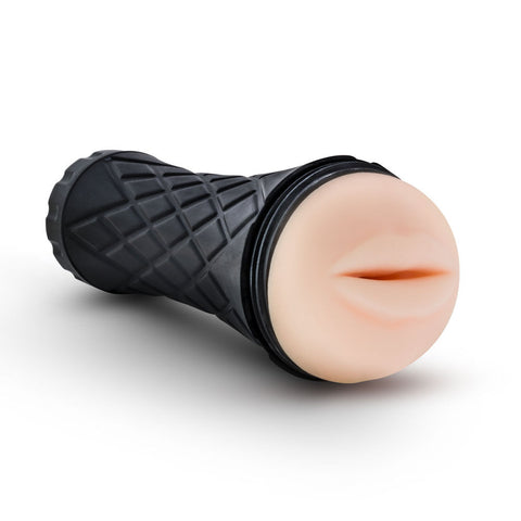 M for Men Torch Vanilla Mouth Masturbator with Suction Grip Black|Beige Strokers - Manual
