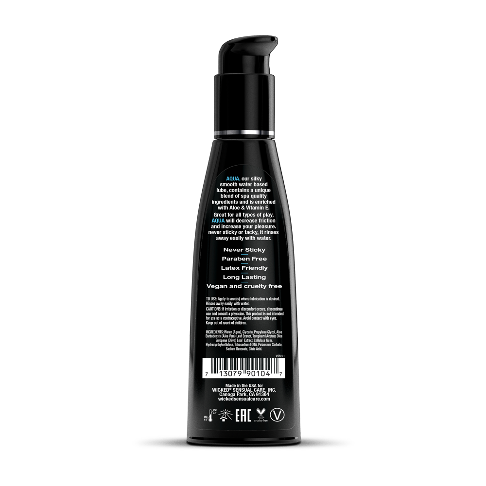 Wicked Aqua Water Based Lubricant 120 ml 4 Ounce Bottle Water Based Lube